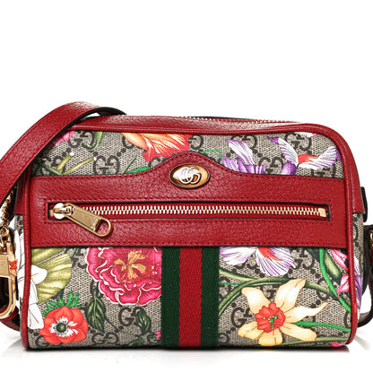 Gucci GG Supreme Monogram Flora Web Mini Ophidia Shoulder Bag Red 7 of 10