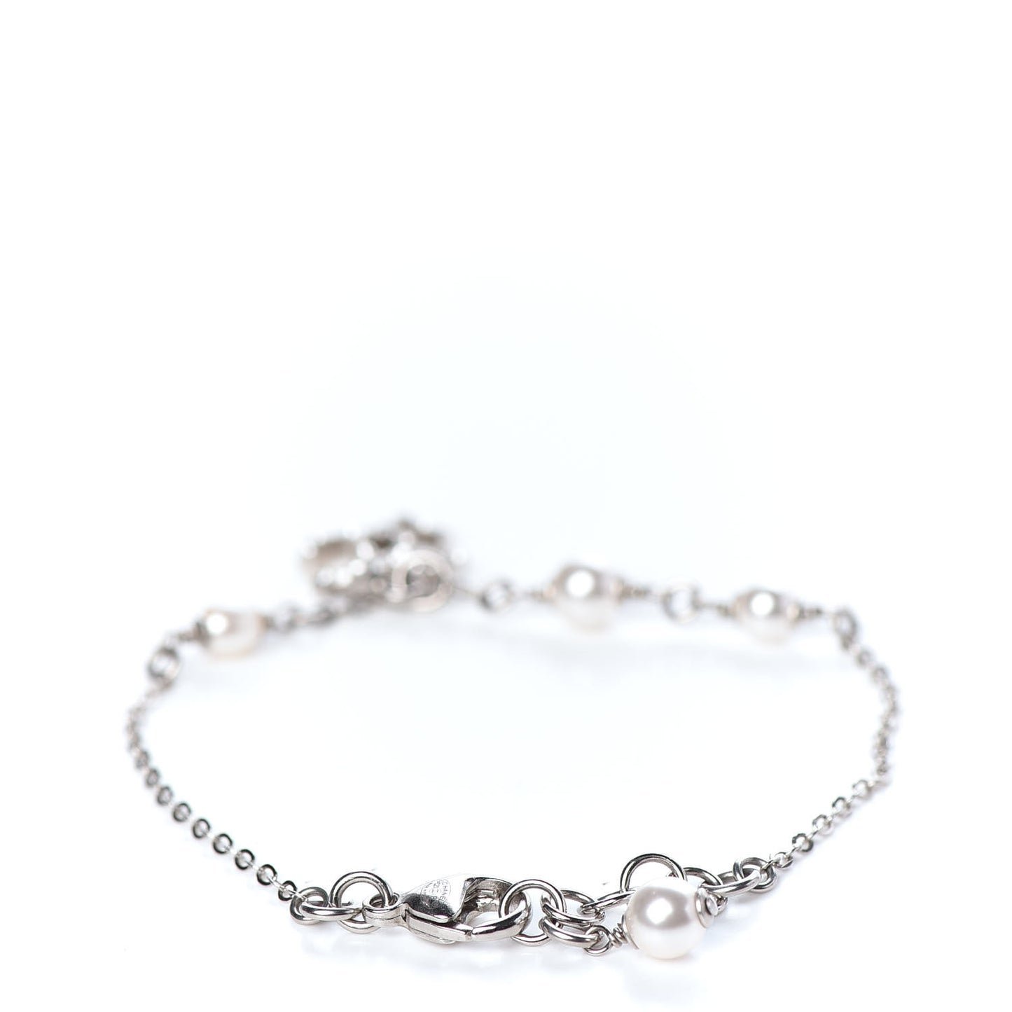 Pearl Crystal CC Bracelet Silver Pearly White