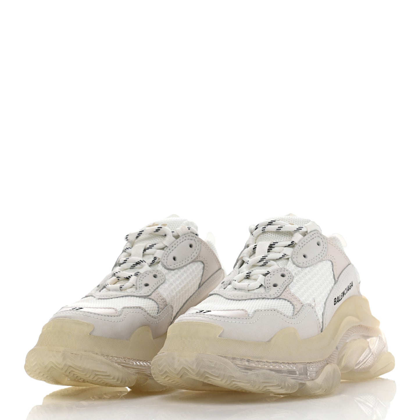 Fabric Mesh Clear Sole Womens Triple S Sneakers 37 White