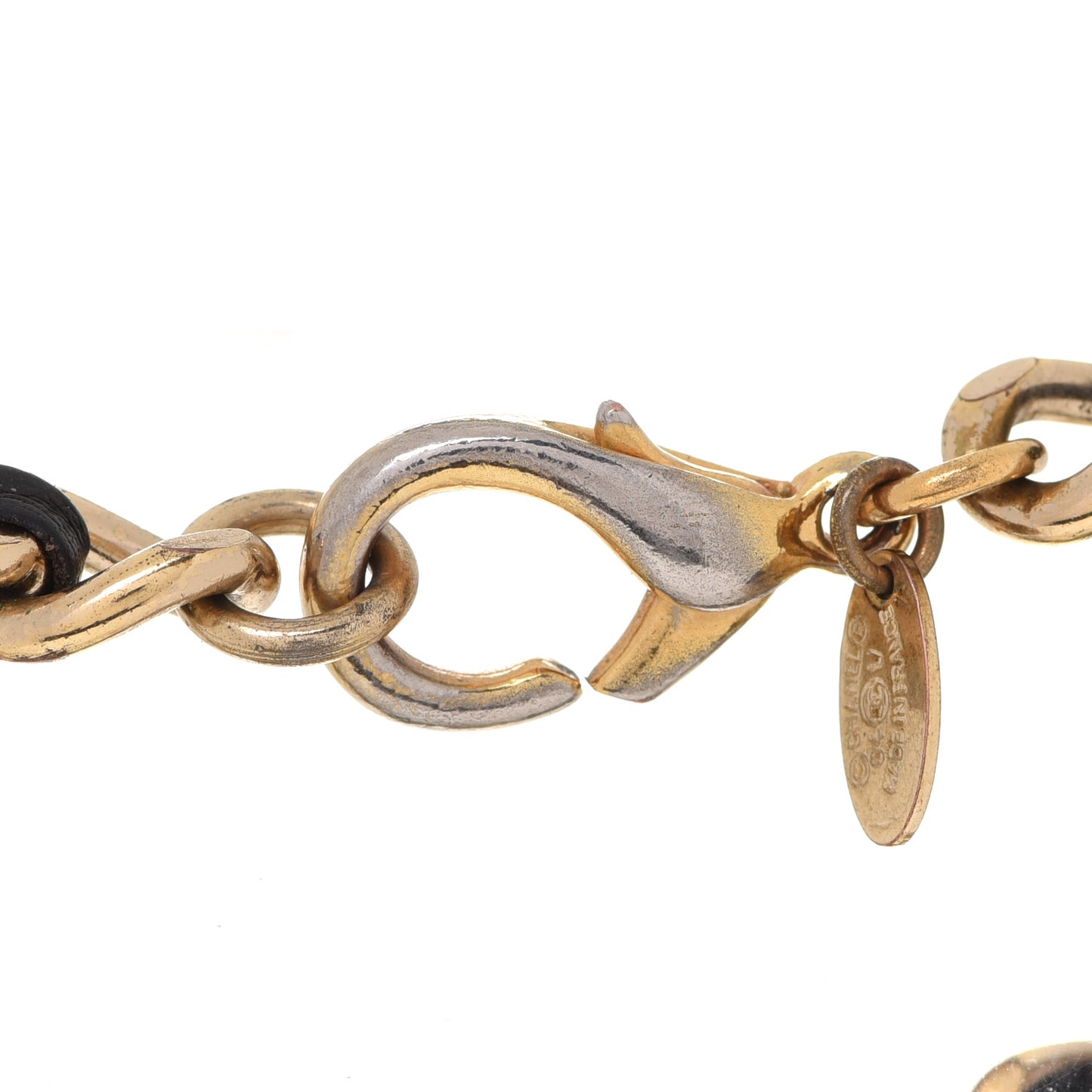 Lambskin Chain Logo Charms Bracelet Black Silver