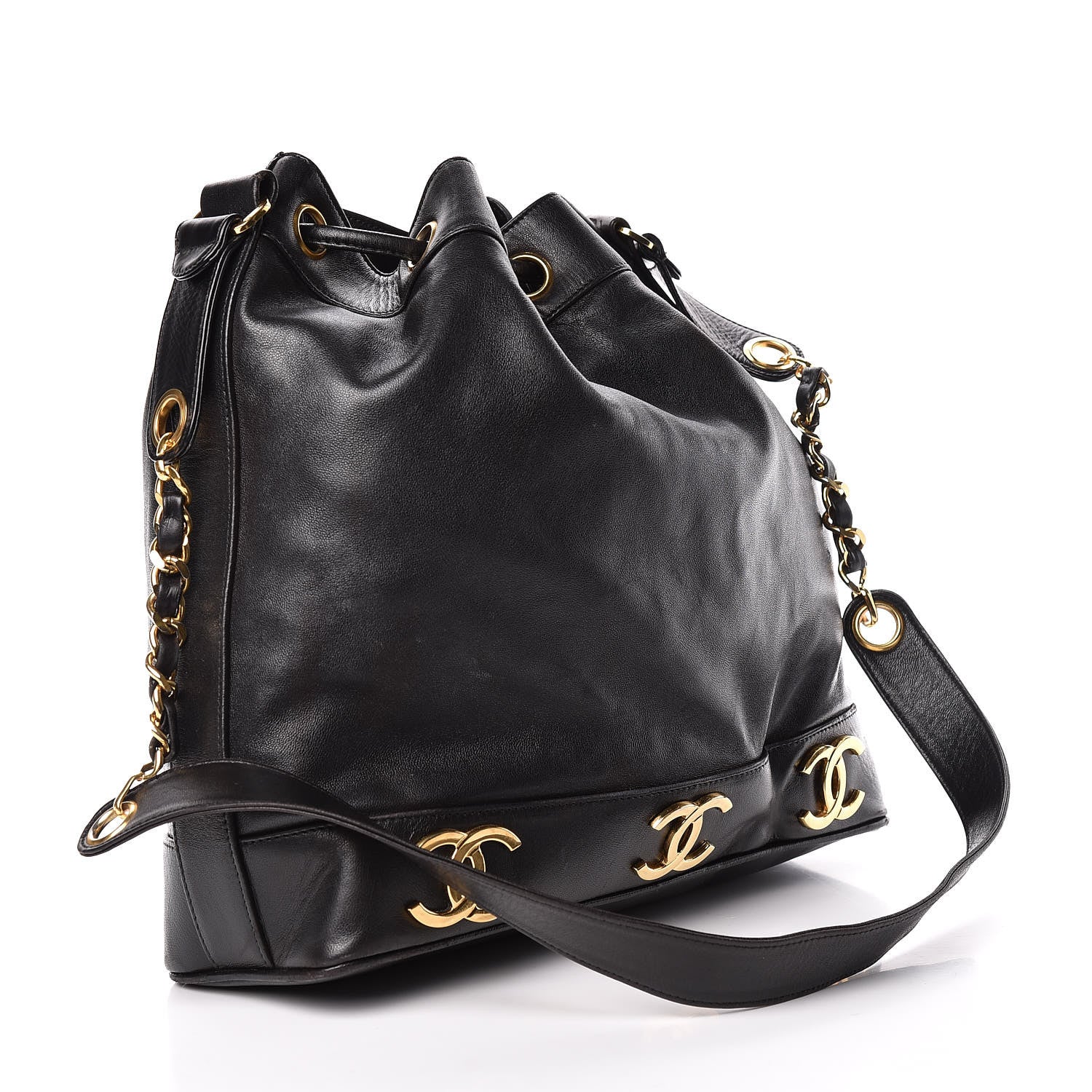 Chanel Lambskin CC Drawstring Shoulder Bag Black 4 of 21