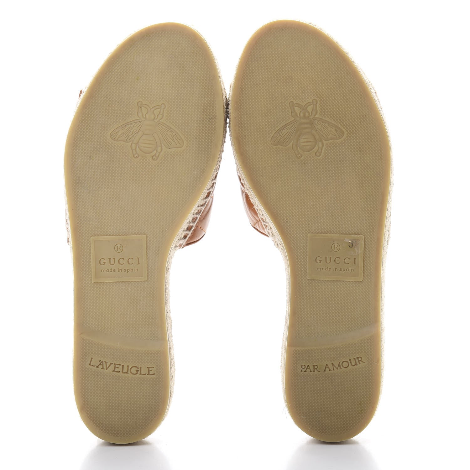 Gucci Nappa Matelasse GG Marmont Espadrille Slide Sandals 37 Cognac 5 of 10