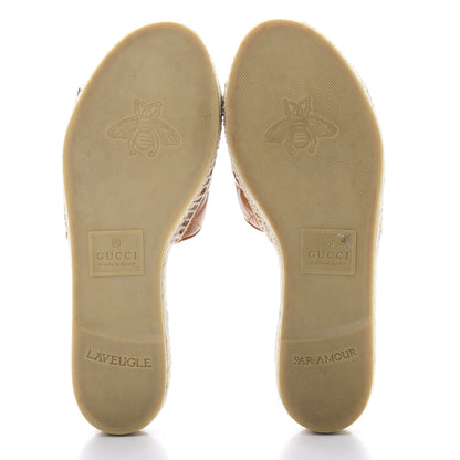 Gucci Nappa Matelasse GG Marmont Espadrille Slide Sandals 37 Cognac 5 of 10
