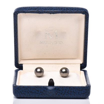 Mikimoto 18K White Gold Black South Sea Pearl 9.5mm Stud Earrings 5 of 5