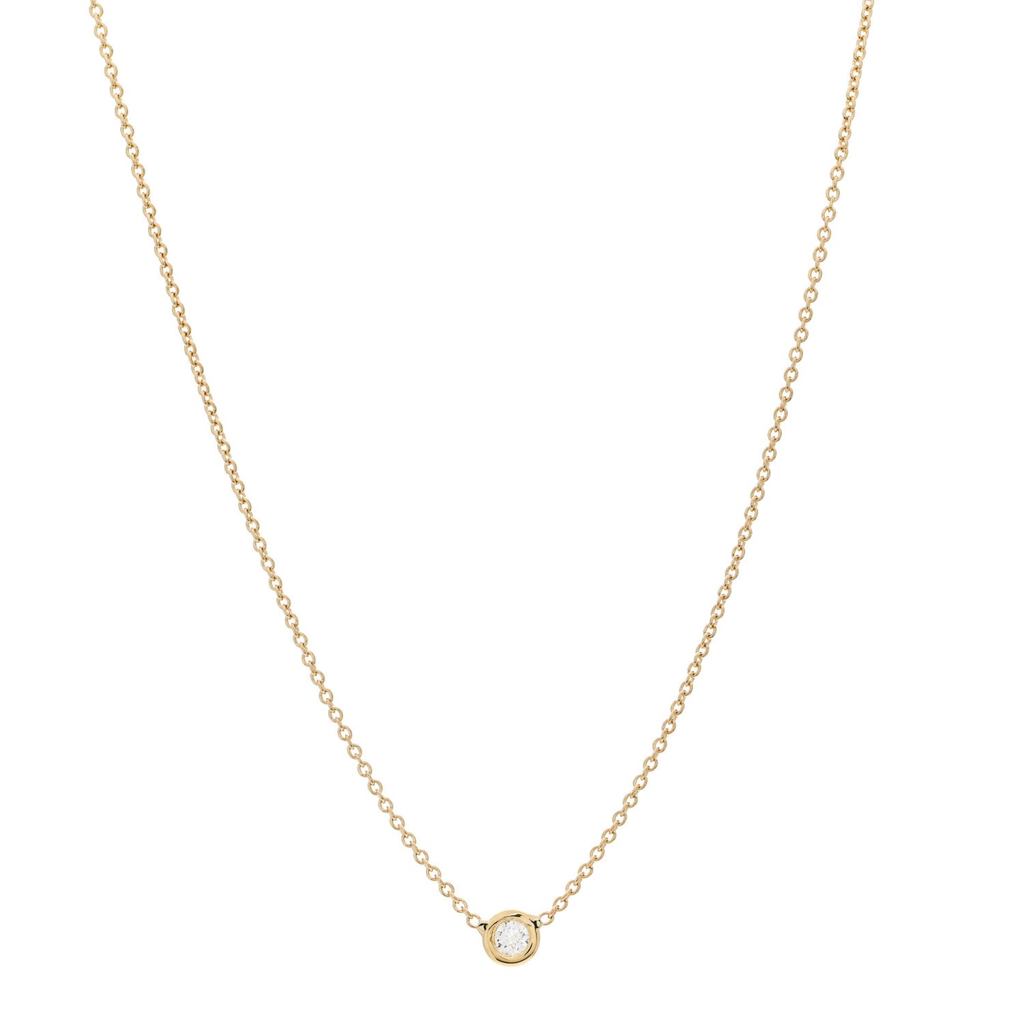 18K Yellow Gold Diamond .19ct Diamonds By The Inch Solitaire Necklace