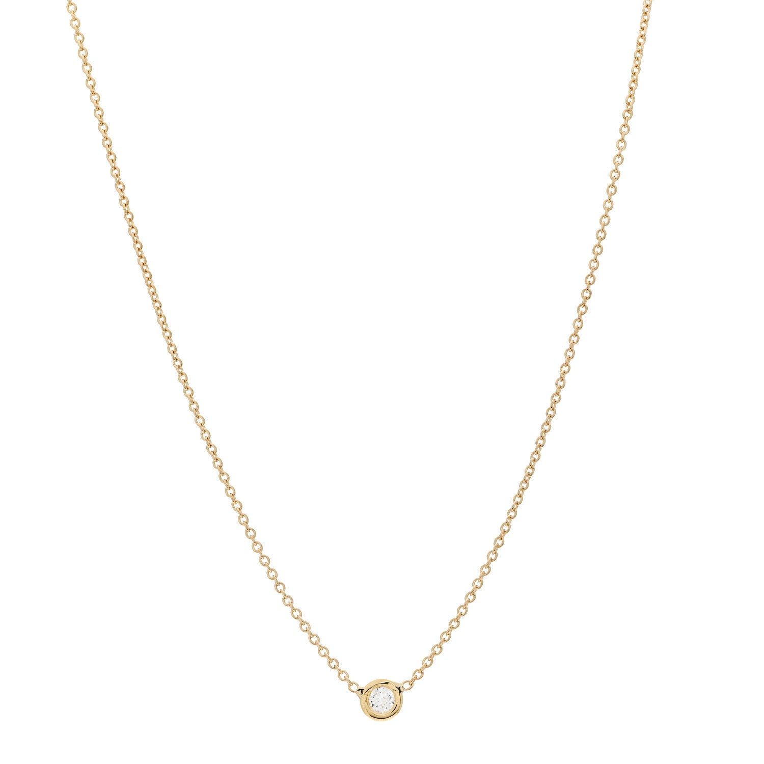 Roberto Coin 18K Yellow Gold Diamond .19ct Diamonds By The Inch Solitaire Necklace 1 of 4