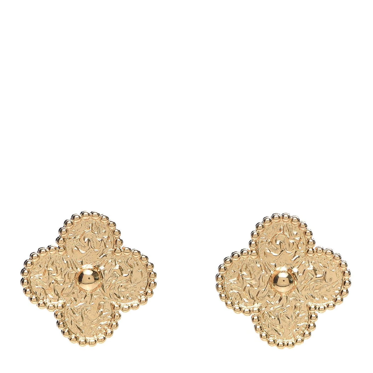 Van Cleef & Arpels 18K Yellow Gold Vintage Alhambra Earrings 1 of 4