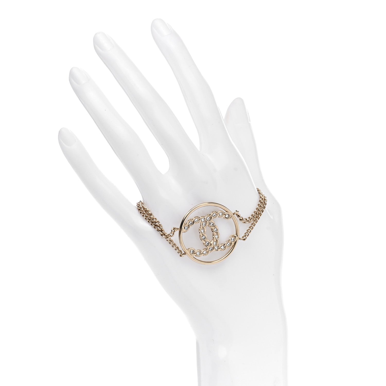 Chanel Baguette Crystal High Society CC Chain Bracelet Gold 2 of 6
