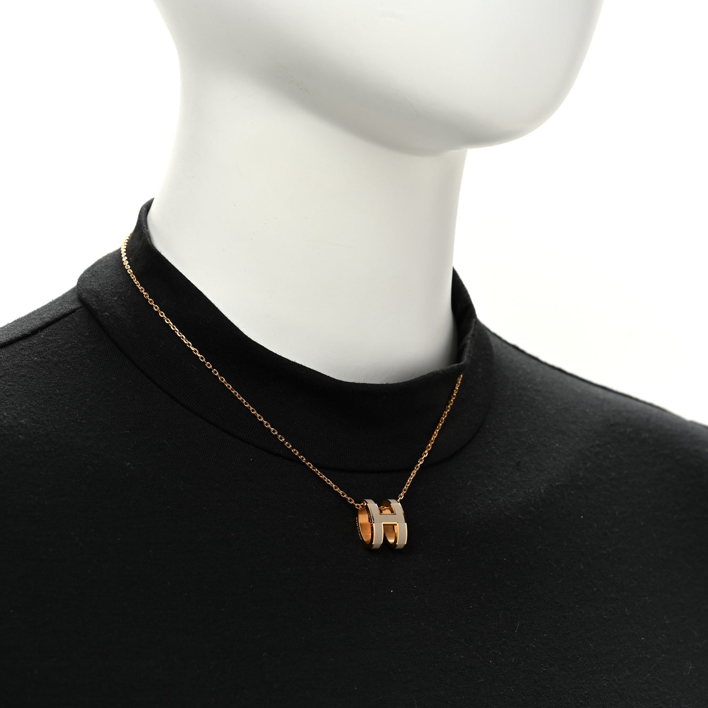 Lacquered Gold Pop H Pendant Necklace Marron Glace
