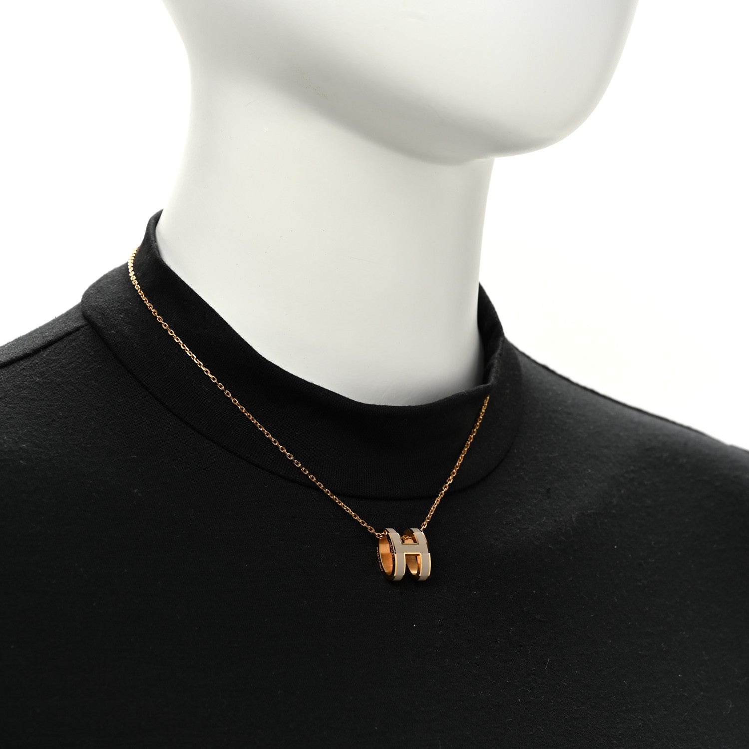 Hermes Lacquered Gold Pop H Pendant Necklace Marron Glace 2 of 7