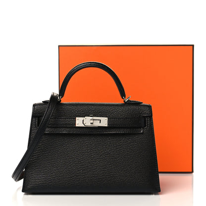 Hermes Chevre Mysore Horseshoe Mini Kelly Sellier 20 Black Vert Fonce 9 of 9