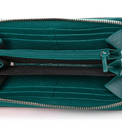 Gucci Calfskin Blooms Print Zip Around Wallet Bright Emerald Multicolor 5 of 11