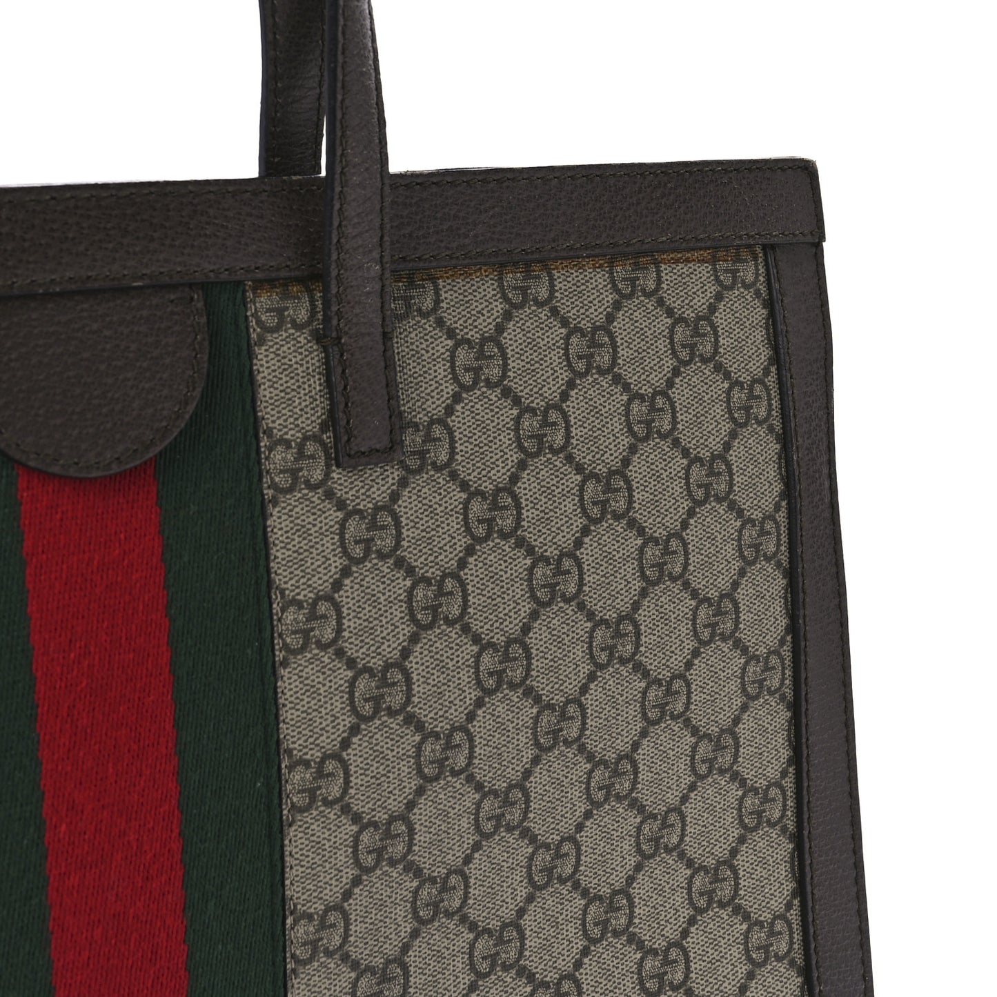 GG Supreme Monogram Web Ophidia Vertical Tote Brown