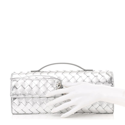 Bottega Veneta Metallic Nappa Intrecciato Long Andiamo Top Handle Silver 2 of 10