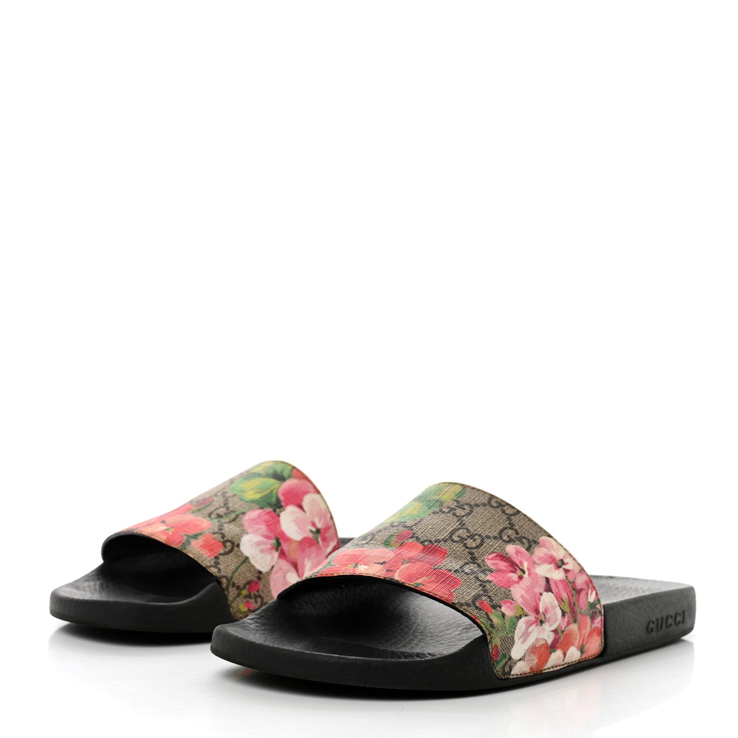 Gucci GG Supreme Monogram Blooms Slide Sandals 40 Beige Multicolor 3 of 8