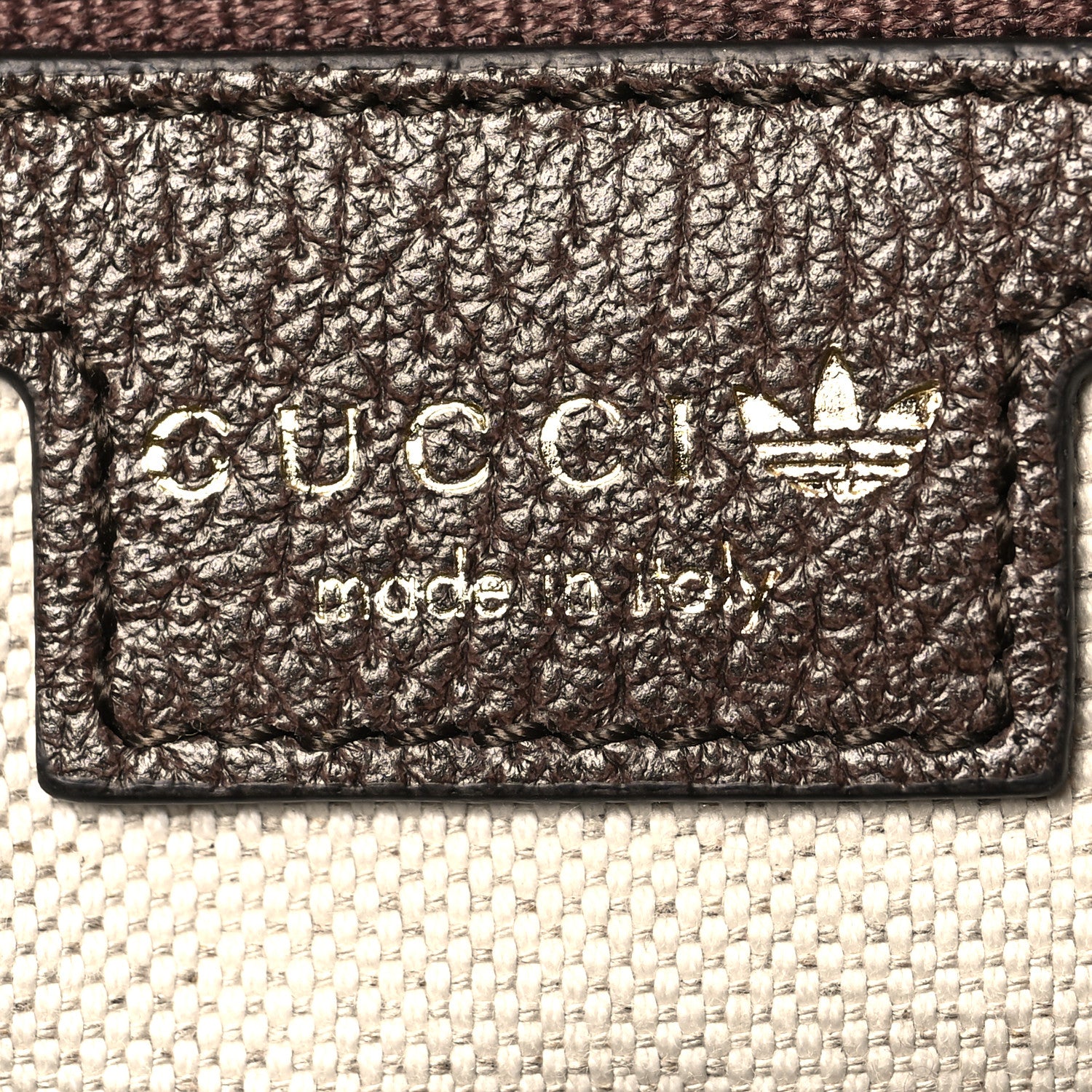 Gucci X ADIDAS Crystal Vintage Monogram Textured Dollar Calfskin Web Trefoil Logo Large Duffle Bag Mid Natural Nut Off White New Acero 5 of 11