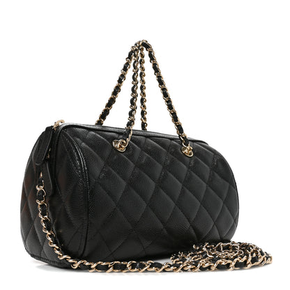Chanel Caviar Quilted Barrel Clutch With Chain  Black 3 of 11