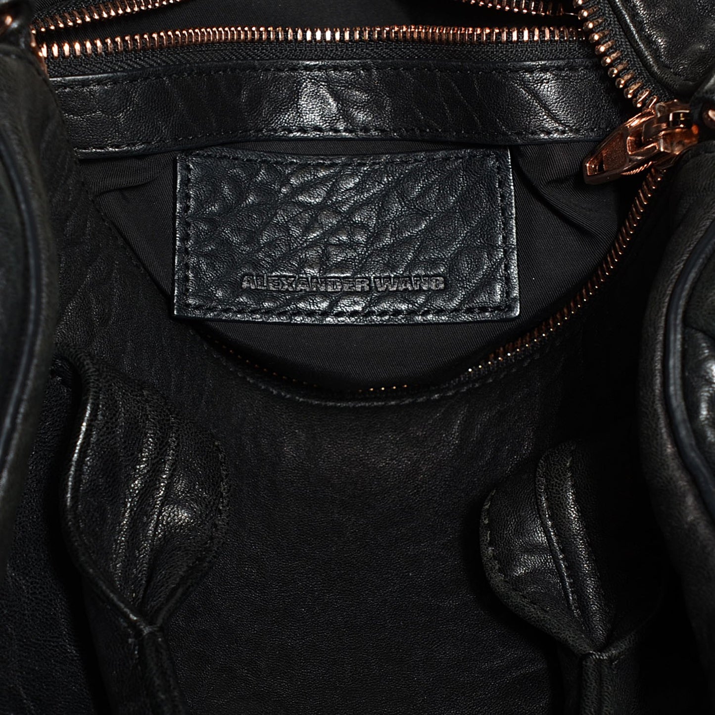 Pebbled Lambskin Rocco Black Rose Gold Hardware