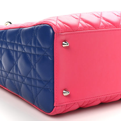 Christian Dior Lambskin Cannage Medium Tri-Color Lady Dior Pink Blue Yellow 9 of 10