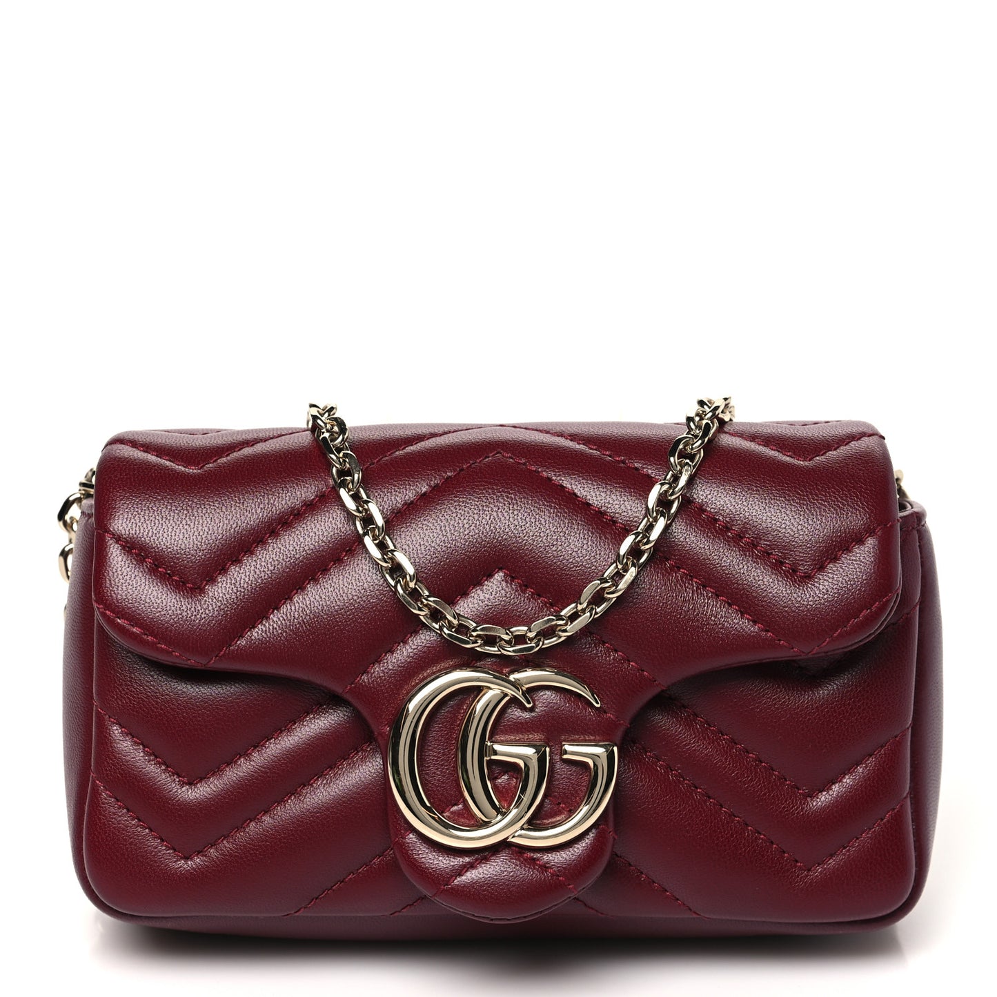 Lambskin Matelasse Mini GG Marmont Shoulder Bag Rosso Ancora