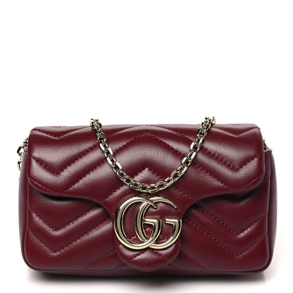 Gucci Lambskin Matelasse Mini GG Marmont Shoulder Bag Rosso Ancora 1 of 10