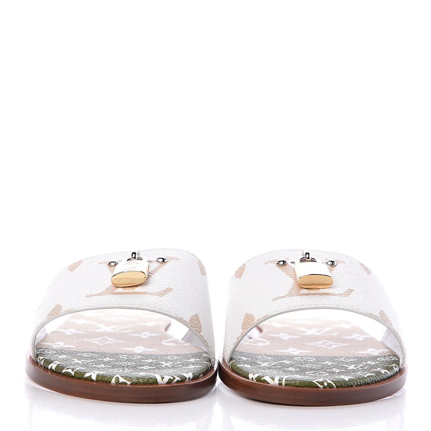 Monogram Giant Lock It Flat Mule 38 Kaki