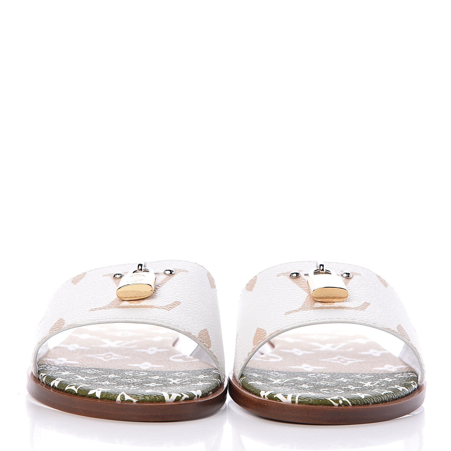 Louis Vuitton Monogram Giant Lock It Flat Mule 38 Kaki 2 of 8