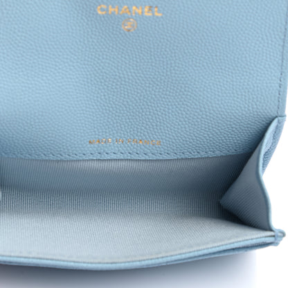 Chanel Caviar Quilted Flap Card Holder Wallet Light Blue 5 of 9