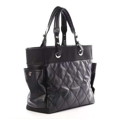 Chanel Coated Canvas Quilted Large Paris Biarritz Tote Black 2 of 10