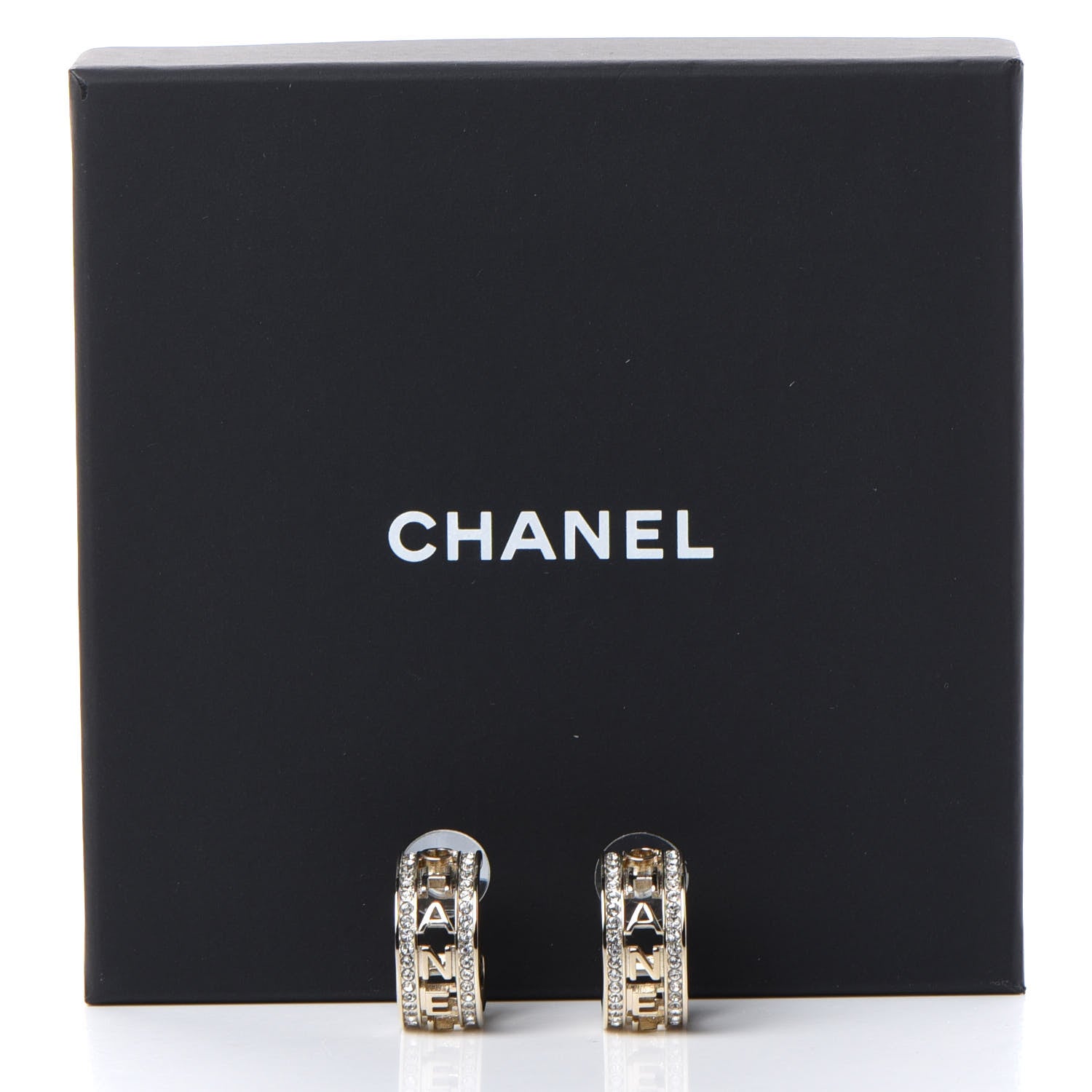 Chanel Metal Crystal Bow-tiful CC Hoop Earrings Gold 5 of 5