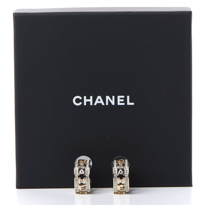 Chanel Metal Crystal Bow-tiful CC Hoop Earrings Gold 5 of 5