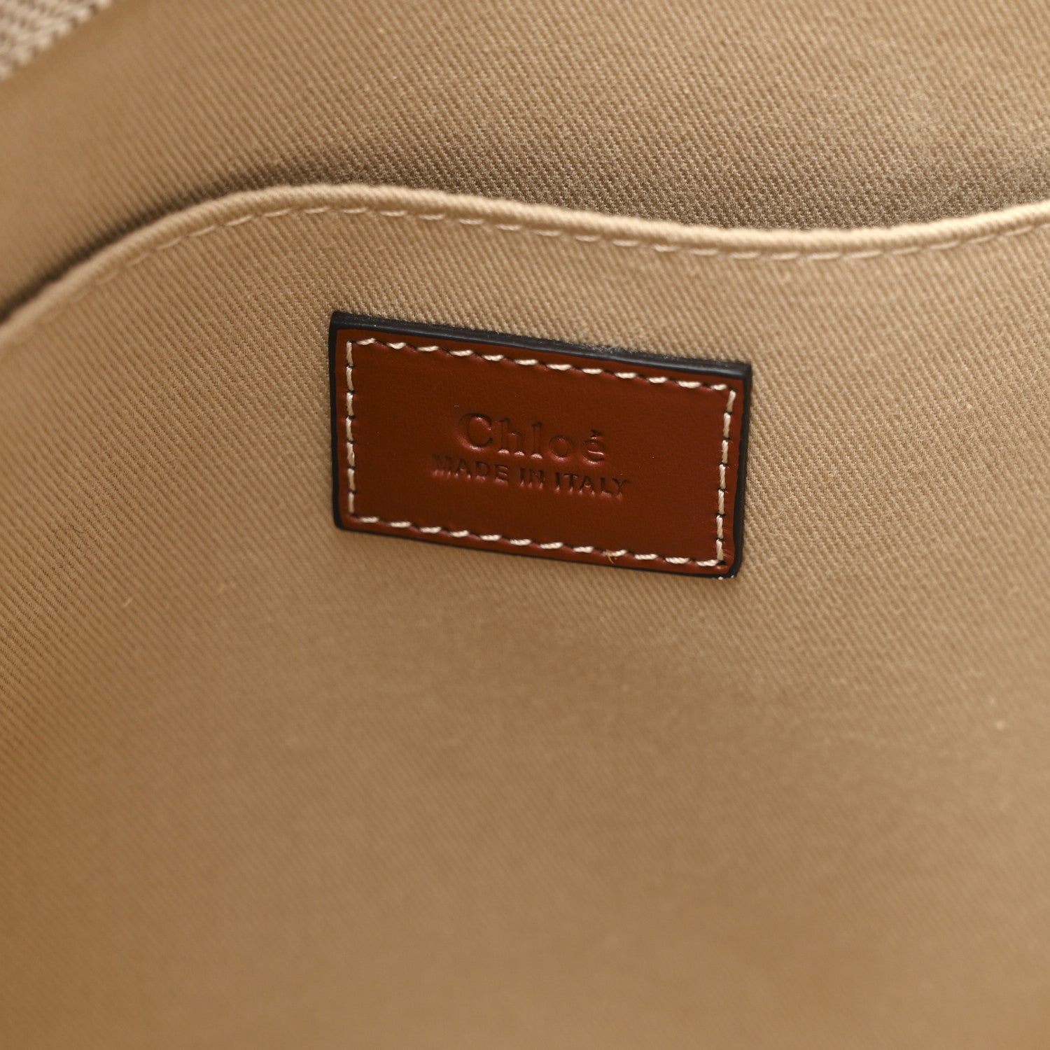Chloe Cotton Calfskin Medium Woody Ribbon Tote White Brown 6 of 10