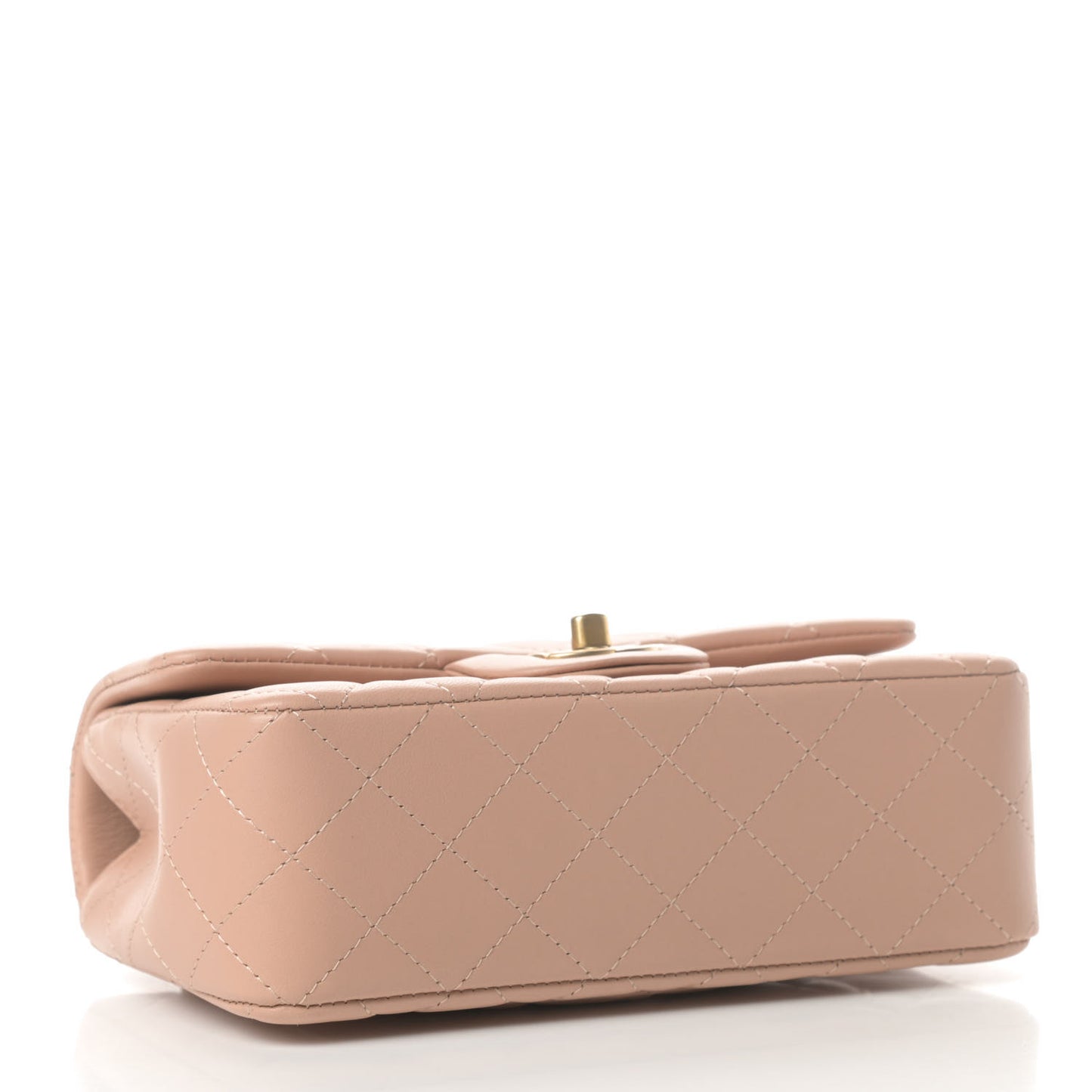Lambskin Quilted Mini Top Handle Rectangular Flap Beige