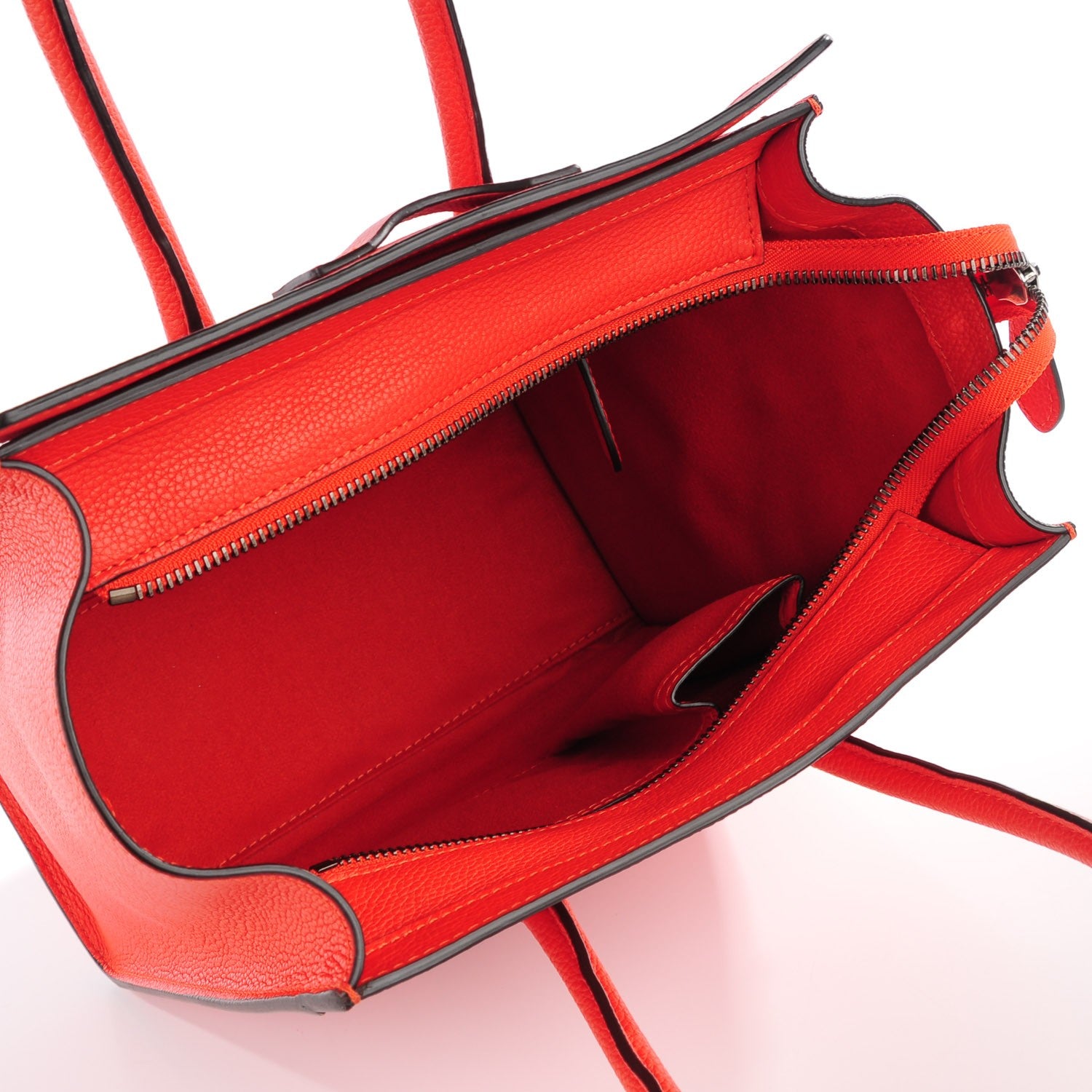 Celine Drummed Calfskin Micro Luggage Vermillion 5 of 8