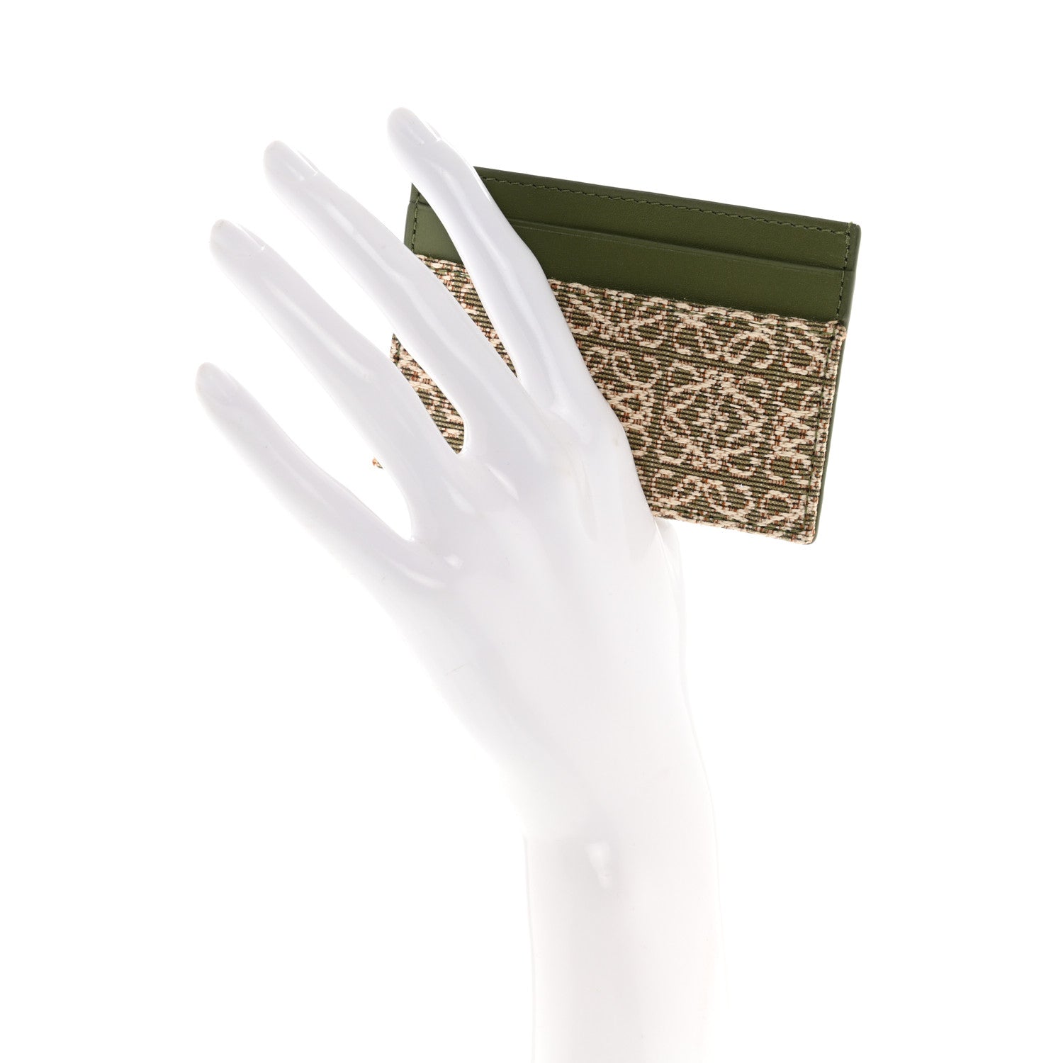 Loewe Calfskin Jacquard Anagram Cardholder Avocado Green 2 of 9