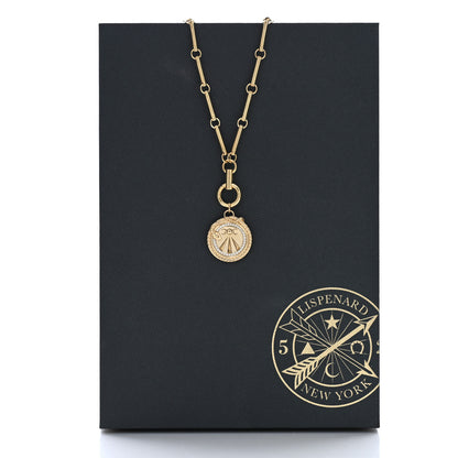 Foundrae 18K Yellow Gold Diamond Mind Body and Soul Wholeness Large Medallion Link Chain Necklace 5 of 5