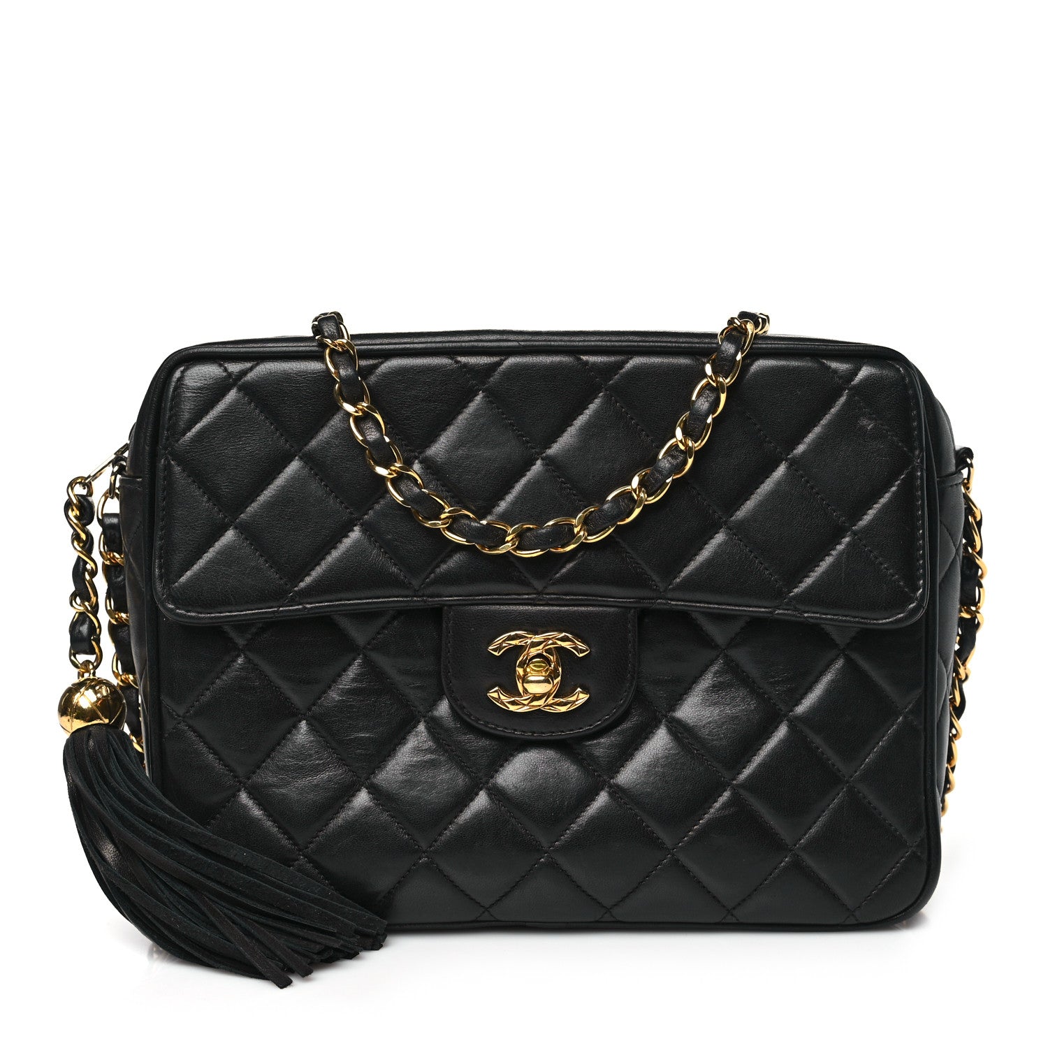 Chanel Lambskin Quilted Tassel Camera Case Black 1 of 10