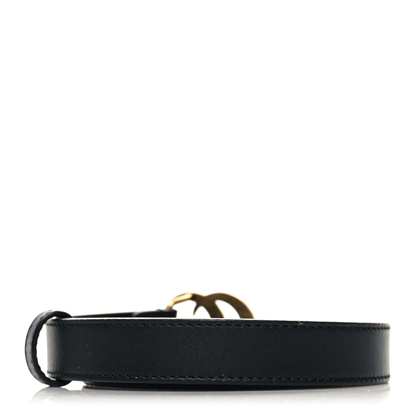 Moon Calfskin Pearl Double G 20mm Belt 80 32 Black Cream