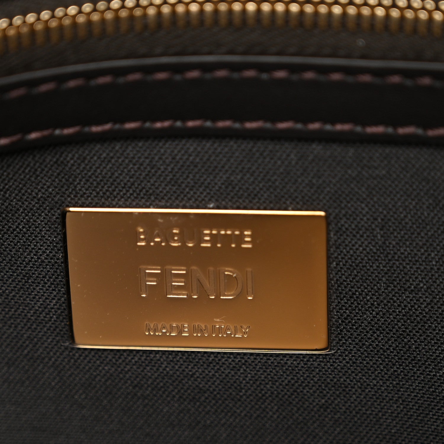 Fendi Fabric Jacquard Paillettes Vitello Seta FF 1974 Baguette Testa di Moro Real Ebano 6 of 9