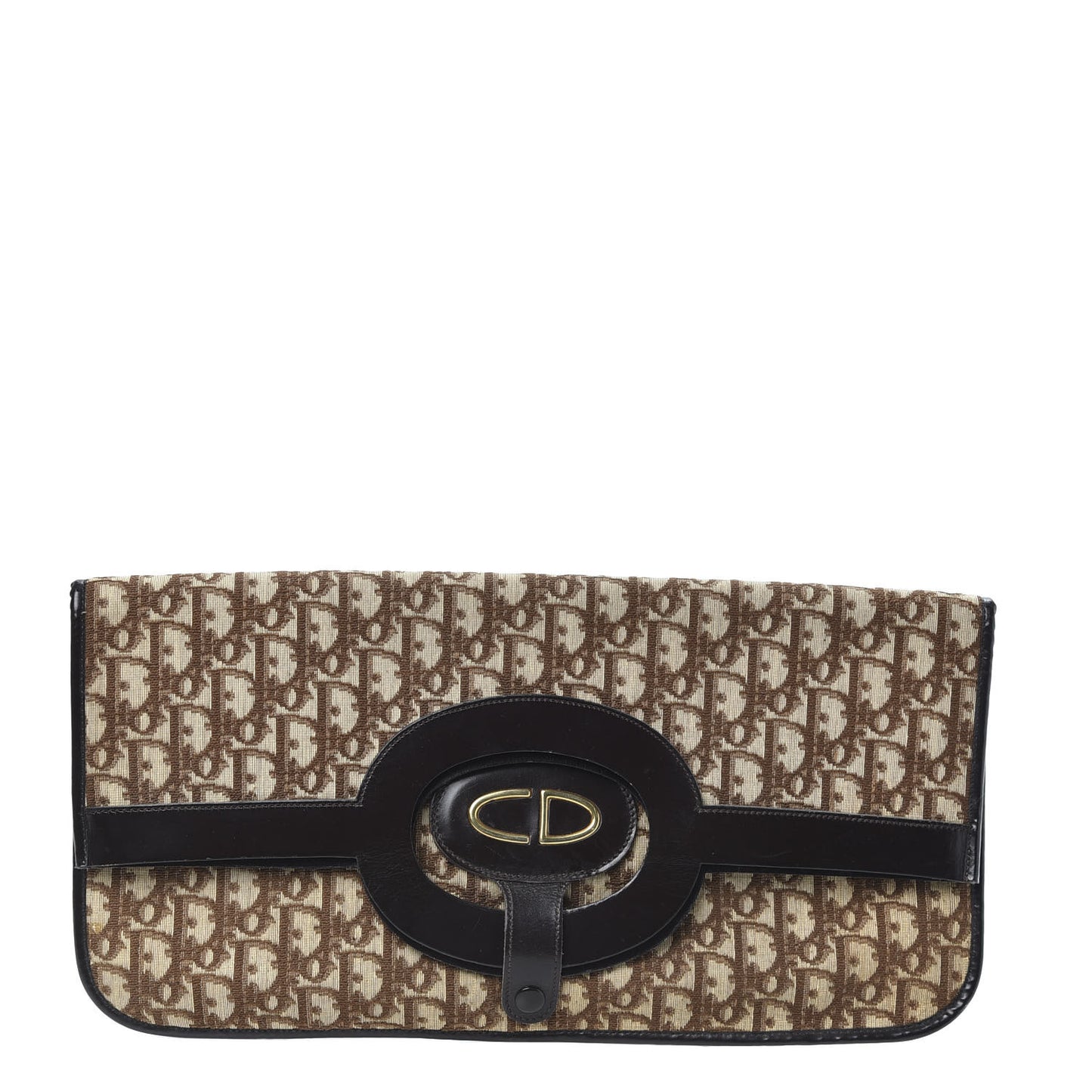 Monogram Fold Over Clutch Brown