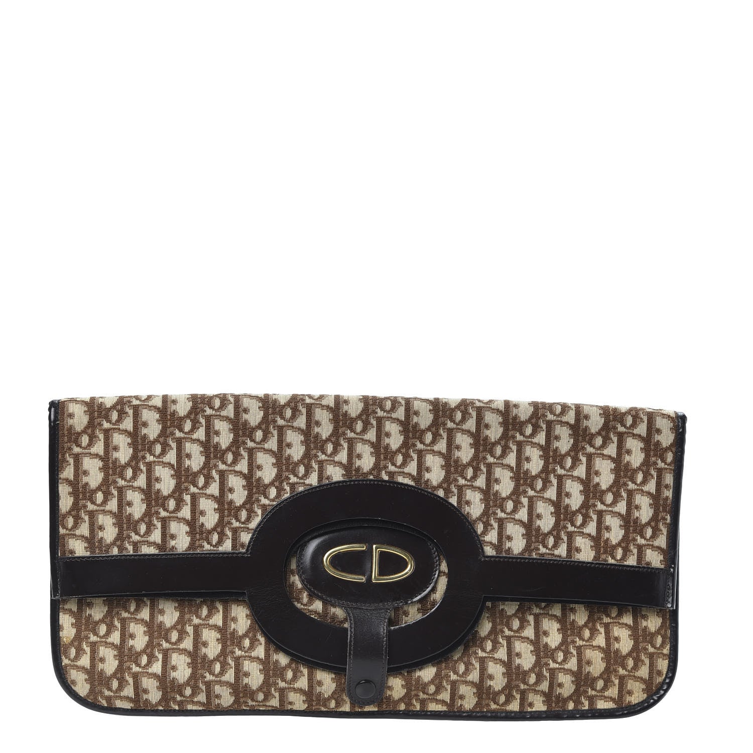 Christian Dior Monogram Fold Over Clutch Brown 1 of 9