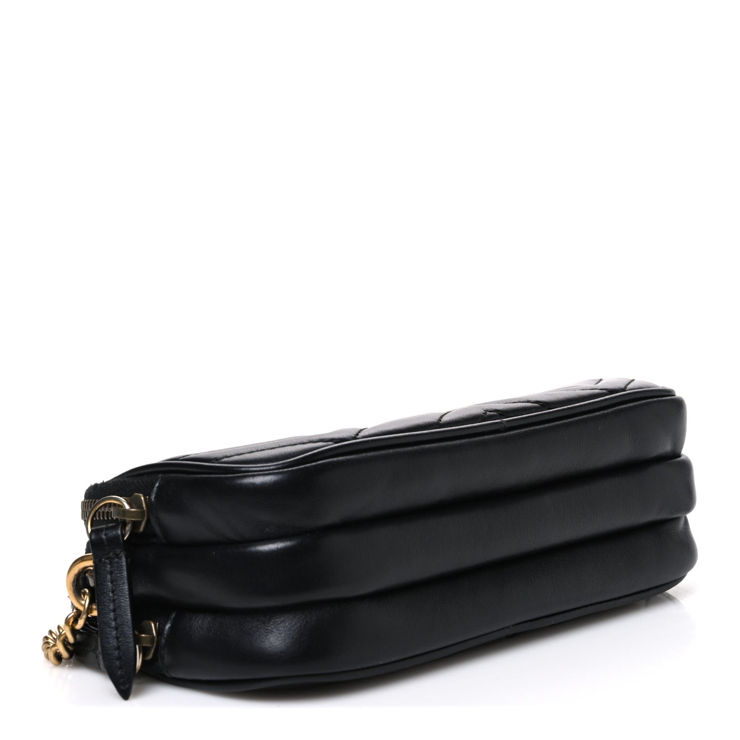 Calfskin Matelasse Mini GG Marmont Chain Crossbody Bag Black