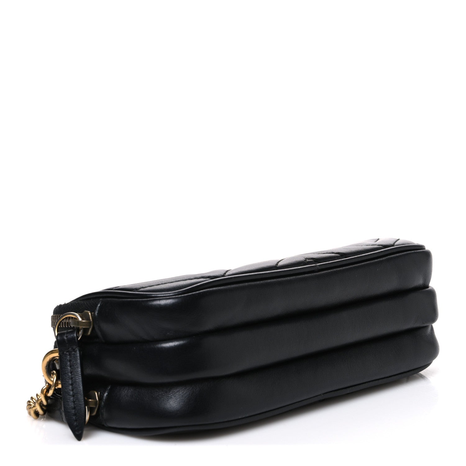 Gucci Calfskin Matelasse Mini GG Marmont Chain Crossbody Bag Black 3 of 11