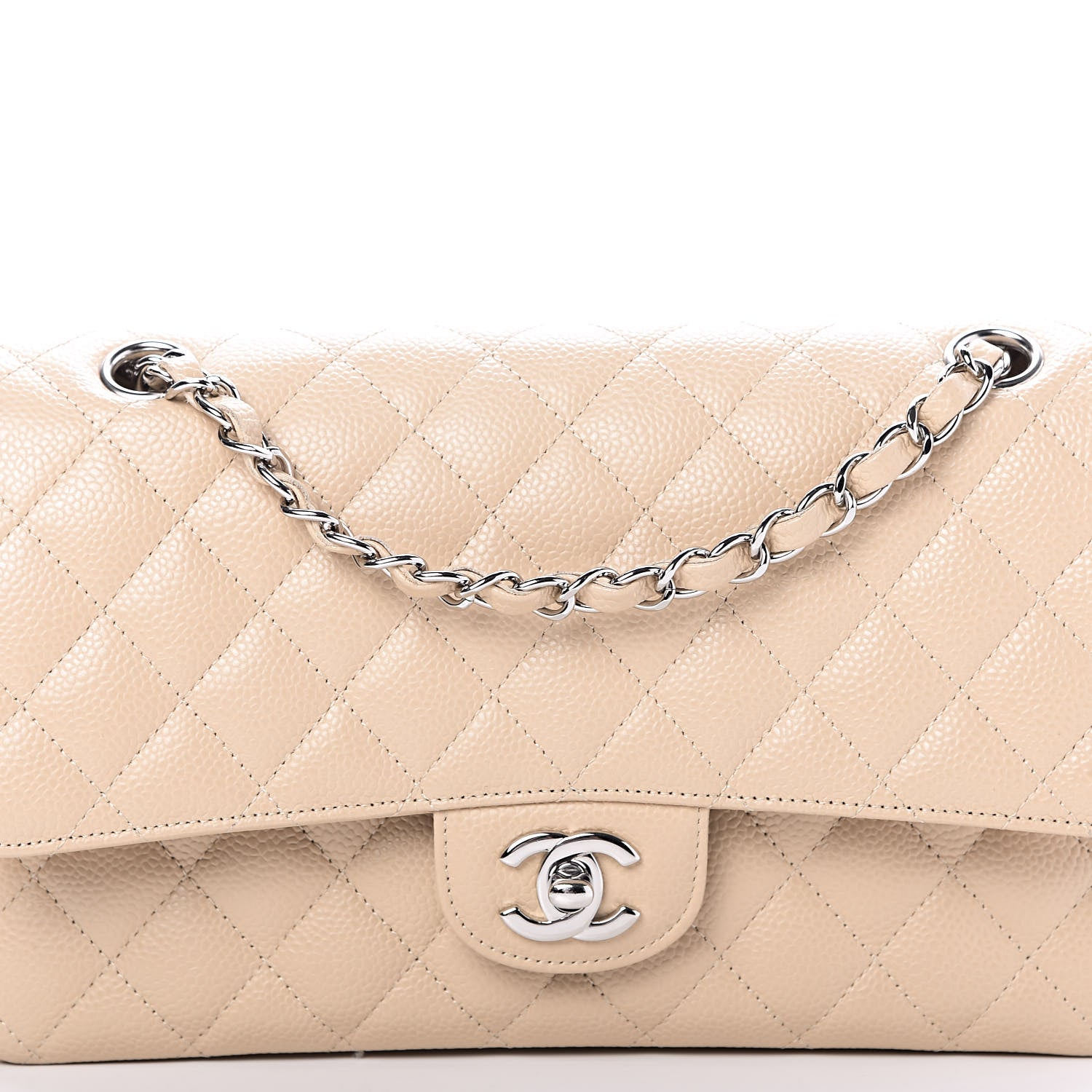 Chanel Caviar Quilted Medium Double Flap Beige 10 of 10