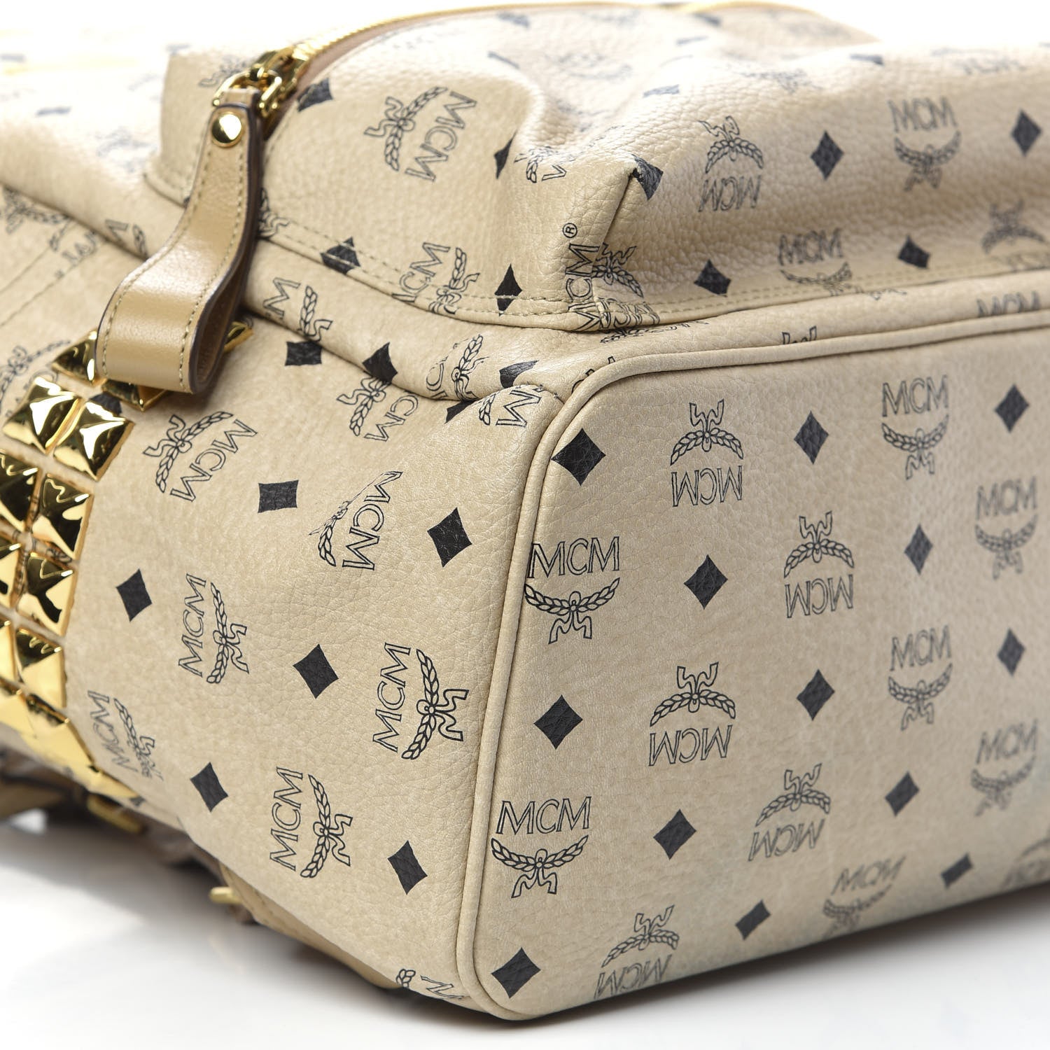 MCM Visetos Large Side Studs Stark Backpack Beige 7 of 12