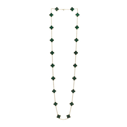 Van Cleef & Arpels 18K Yellow Gold Malachite 20 Motifs Vintage Alhambra Necklace 3 of 6