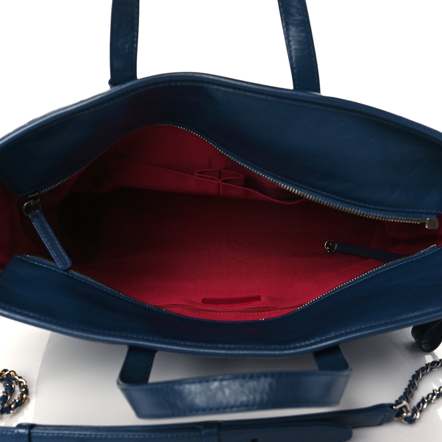 Aged Calfskin Quilted Large Gabrielle Shopping Tote Blue