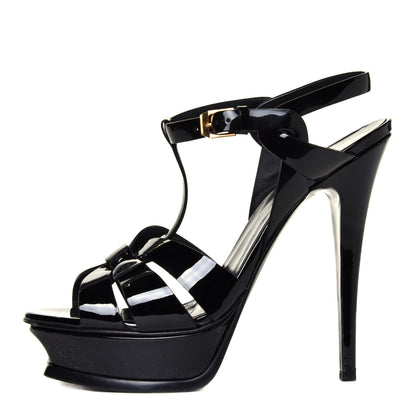 Saint Laurent Patent Tribute 105 Platform Sandals 38 Black 1 of 6