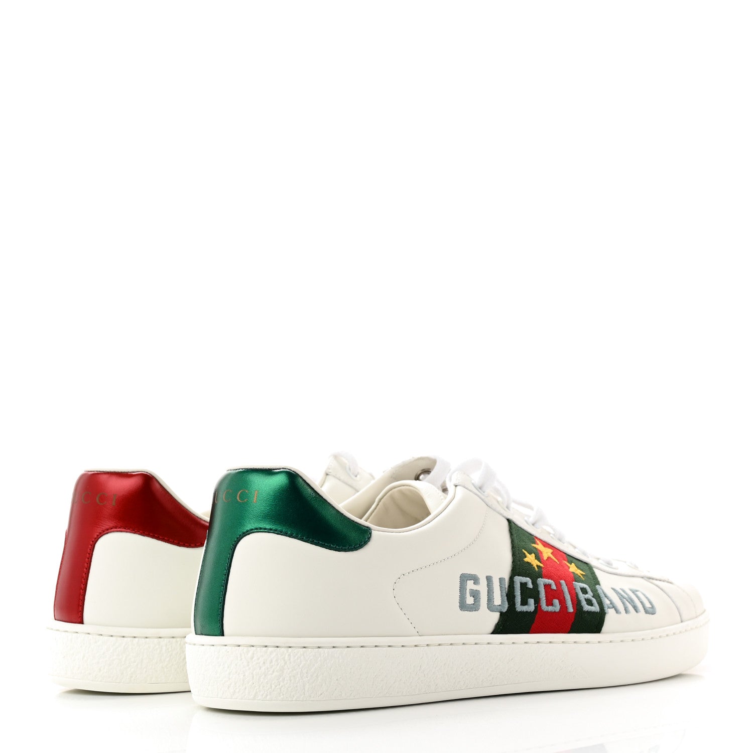 Gucci Calfskin Web Mens Gucci Band Ace Sneakers 8 White 4 of 12