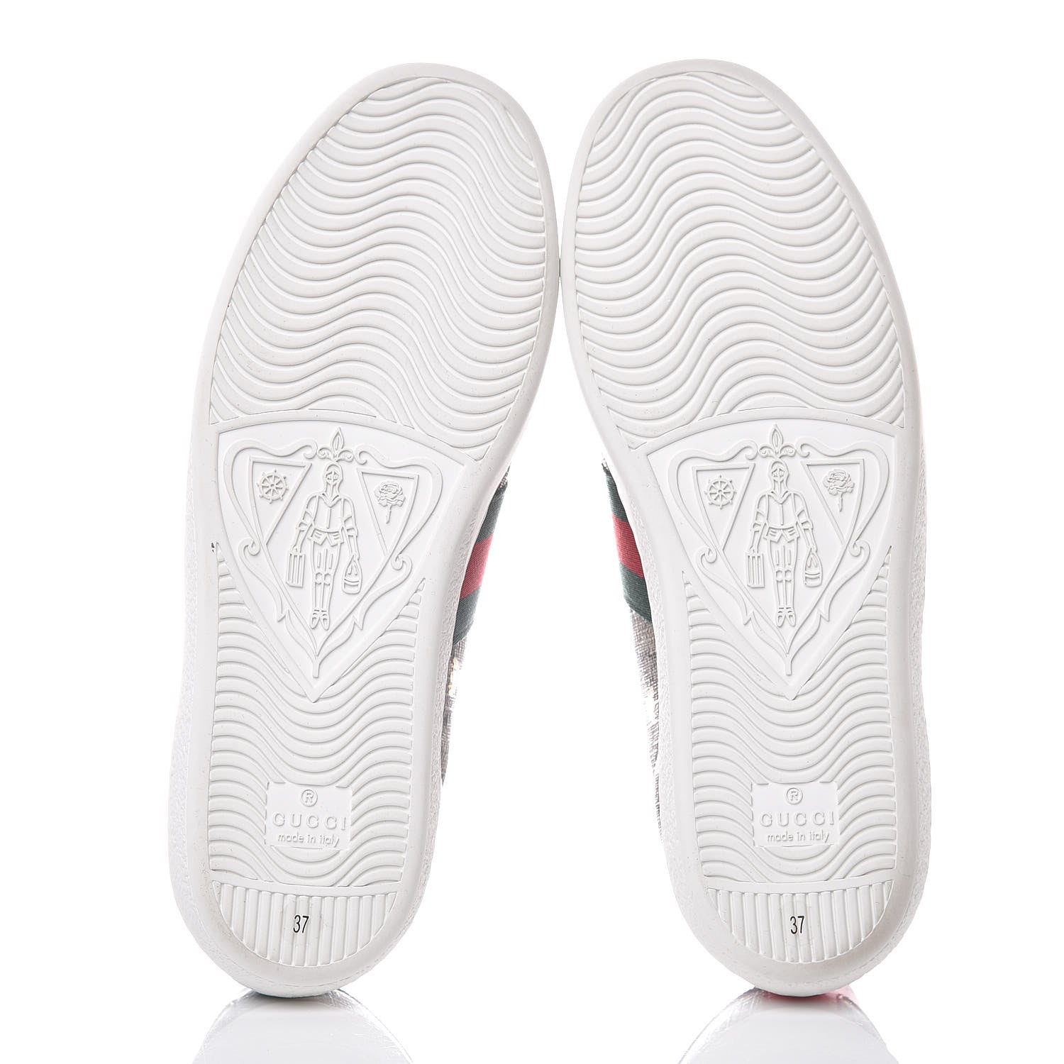 Gucci GG Supreme Monogram Bees Ayers Web Womens Ace Sneakers 37 Beige Oro Green Red 5 of 11